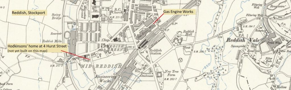 Hodkinson History. Map showing the location of the Gas Engine Works, Reddish (3) Hodkinson History. Map showing the location of the Gas Engine Works, Reddish (3)