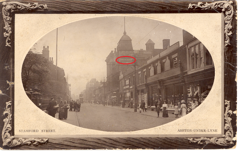 Ashton-under-Lyne Stamford Street in 1912 and 2017 - 01