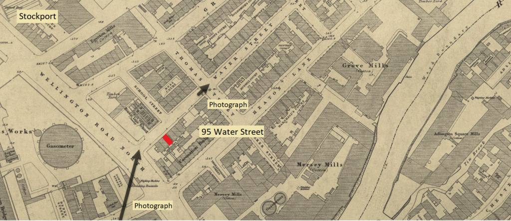 1867 Newtons' home at 95, Water Street, Heaton Norris, Stockport.