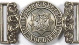 John William Hodkinson (1869 - 1943). 4th Volunteer Battalion, Cheshire Regiment, belt clasp. John William Hodkinson (1869 - 1943). 4th Volunteer Battalion, Cheshire Regiment, belt clasp.