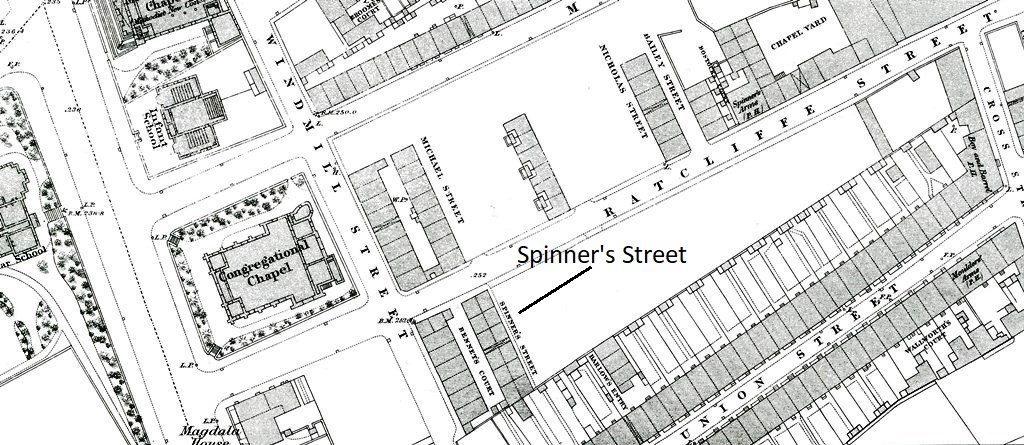 Hodkinson History. Mary Wilkinson (nee Hodkinson, 1833-1874), Spinner's Street, Stockport.