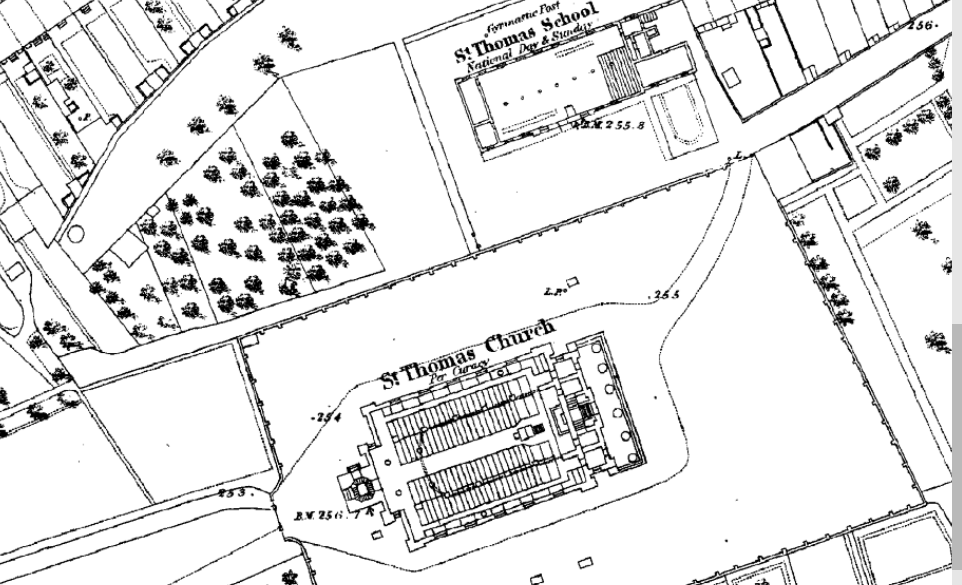 James Hodkinson (1841 -1881). Location of the Parish Church of St Thomas, Hillgate, Stockport