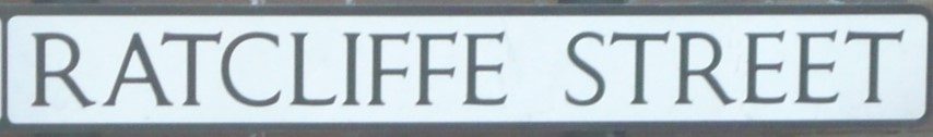 James Hodkinson (1841 -1881. Ratcliffe Street sign, Hillgate, Stockport.