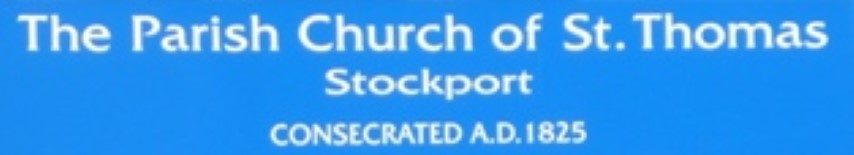 James Hodkinson (1841 -1881). The Parish Church of St Thomas, Hillgate, Stockport. Church sign. James Hodkinson (1841 -1881). The Parish Church of St Thomas, Hillgate, Stockport. Church sign.