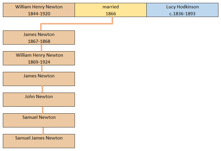 Hodkinson History. Part family tree. Lucy Hodkinson and her Newton family.