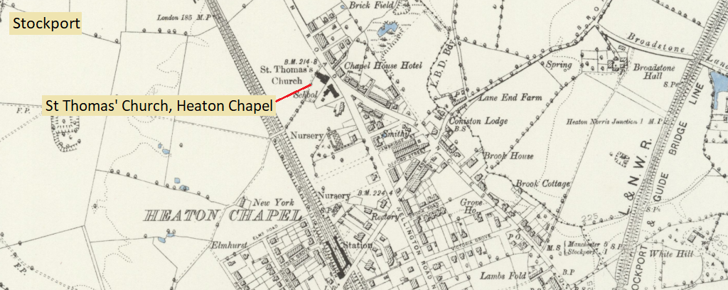 Lucy Hodkinson (1836-1893). Location of St Thomas the Apostle, Heaton Chapel, Stockport.