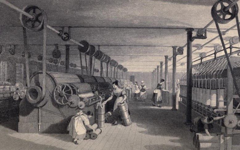 James Hodkinson (1841 -1881). Cardroom in a mill in Preston.