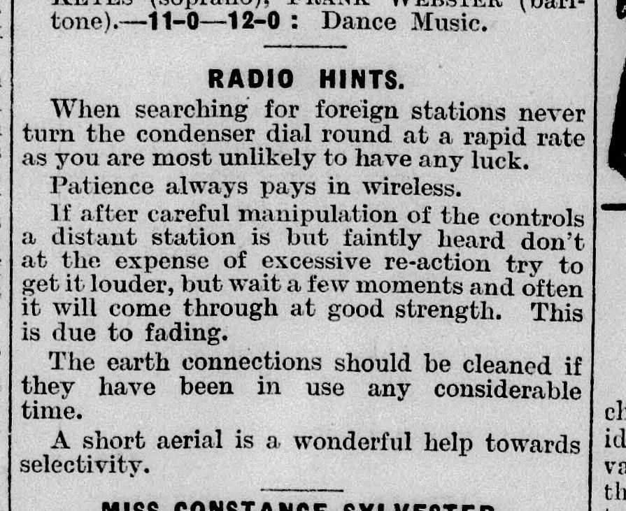 Hodkinson History - 1930 01 09 Stockport Express radio hints