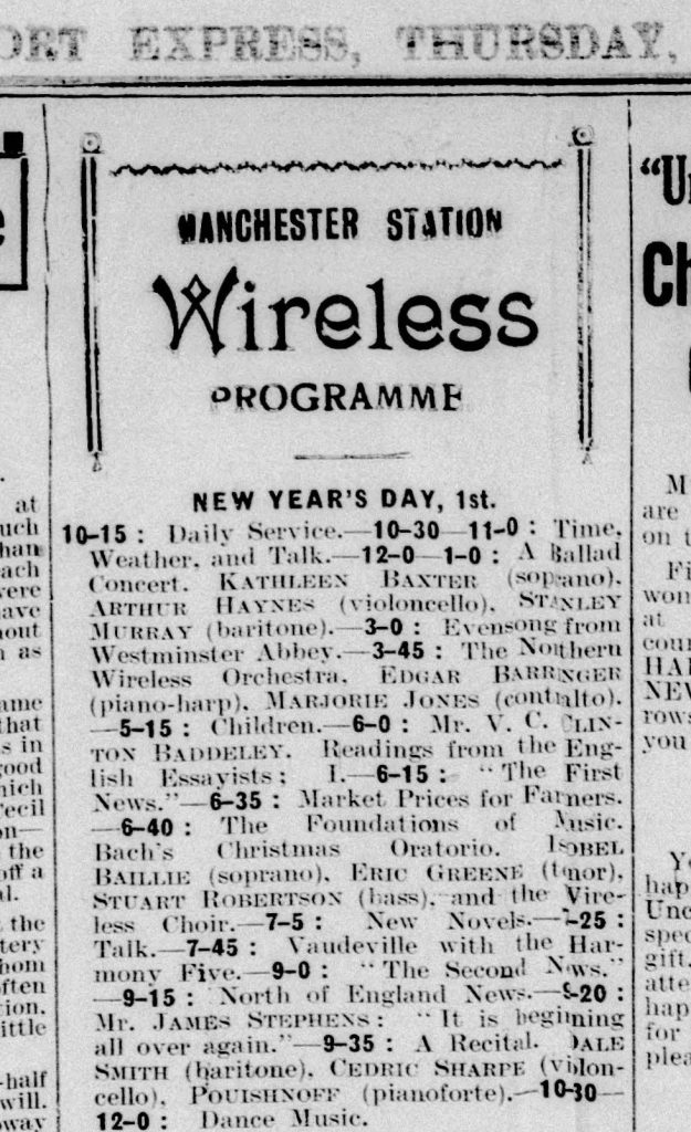 Hodkinson History 1931 01 01 Stockport Express radio schedule (1)
